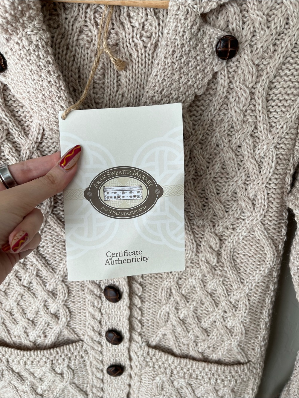 Aran Sweater Market Revere Button Collar Cable Knit Merino Wool Cardigan NEW NWT - Picture 4 of 6